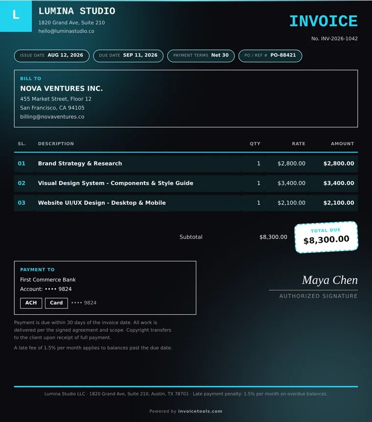 Midnight Grid invoice template